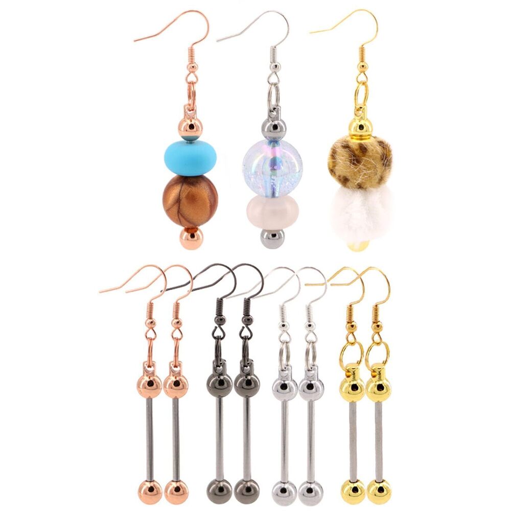 7655 8 Packs Beadable Earring Gold Metal Pendant Charms with Blank Bar